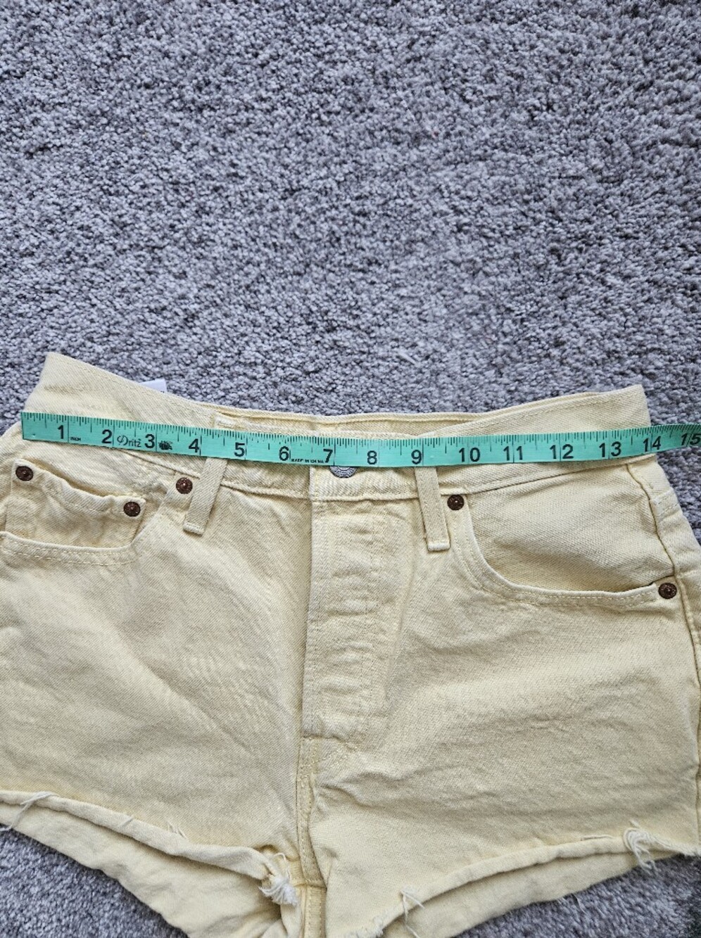 Levi's 501 Button Fly Yellow Denim Cutoff Shorts - Picture 6 of 9